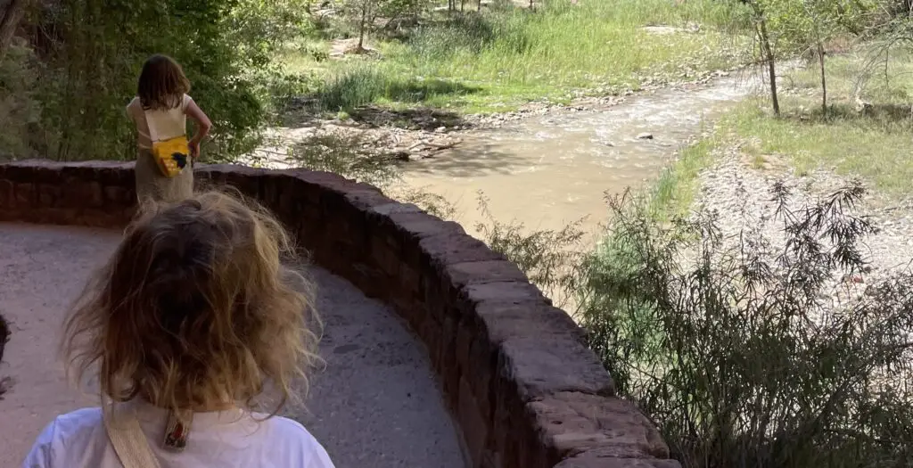 following kids along trail in Zion